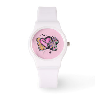 Romantische Liebe rosa Uhr