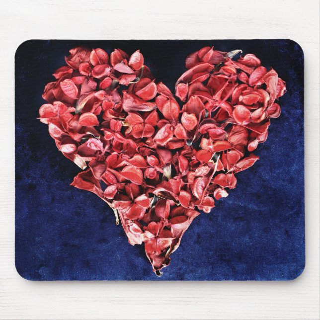 Romantische Liebe Rose Petal Rotes Herz Mousepad (Vorne)