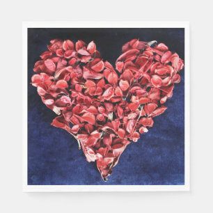 Romantische Liebe Rose Petal Rotes Herz Serviette