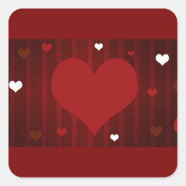 Romantische Liebe Rot und Weiß Herzlich Willkommen Quadratischer Aufkleber