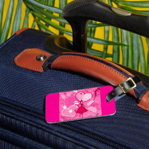 Romantische Liebe Silhouette Muster Rosa Herzen Gepäckanhänger