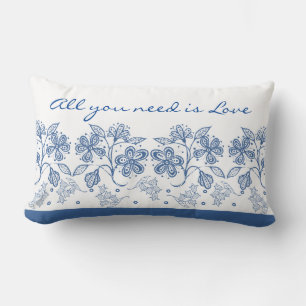 Romantische Liebe Text Indidiga Blauer Blumenstrau Lendenkissen