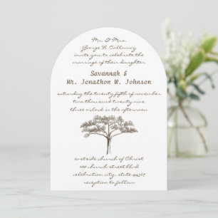 Romantische Liebe Tree Initials in Trunk Wedding Einladung