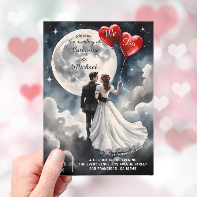 Romantische Liebe über Cloud Nine Märchenhochzeit Acryleinladungen (Von Creator hochgeladen)
