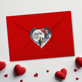 Romantische Liebe über Cloud Nine Märchenhochzeit Herz-Aufkleber