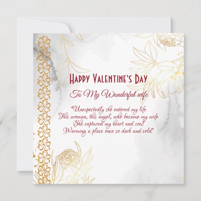 Romantische Liebe Zitat Blumengold Ehefrau Valenti (Vorderseite)