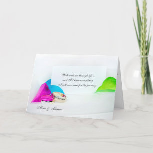 Romantische Liebe Zitat mit Ringen und Rose Blätte Karte