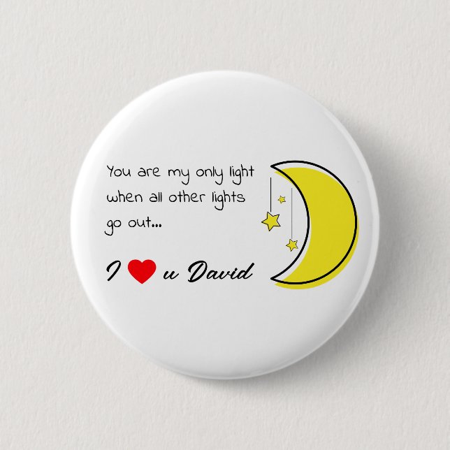 Romantische Liebe Zitat von Moon Vector Art Button (Vorderseite)