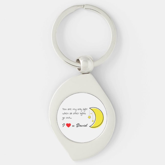 Romantische Liebe Zitat von Moon Vector Art Schlüsselanhänger (Vorderseite)