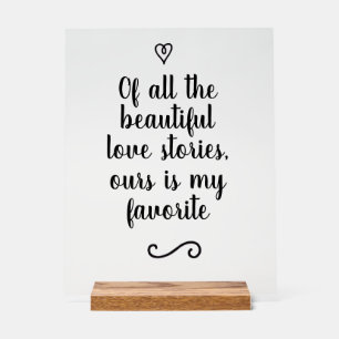 Romantische Liebesgeschichte Kalligrafie Hochzeit Acrylschild