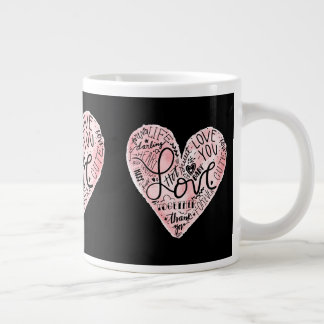 Romantische Liebestypografie Herz Jumbo-Tasse