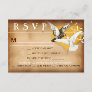 Romantische Liebesvögel und Herzdesign-uAwg RSVP Karte
