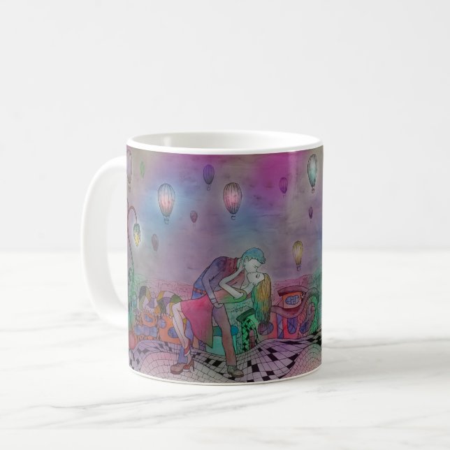 Romantische Liebhaber Kiss - Stadt der ewigen Lieb Kaffeetasse (Vorderseite Links)