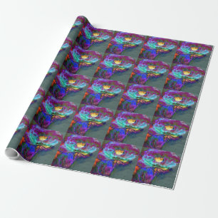 Romantische lila aquamarine Blume Geschenkpapier