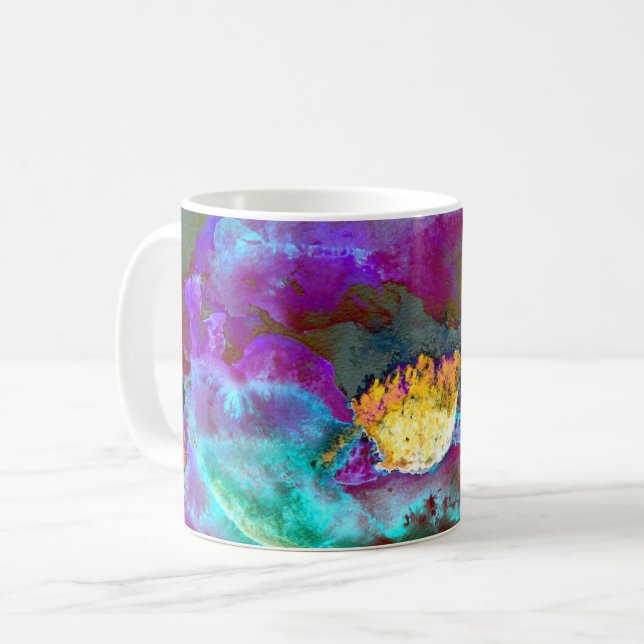 Romantische lila aquamarine Blume Kaffeetasse (Vorderseite Links)