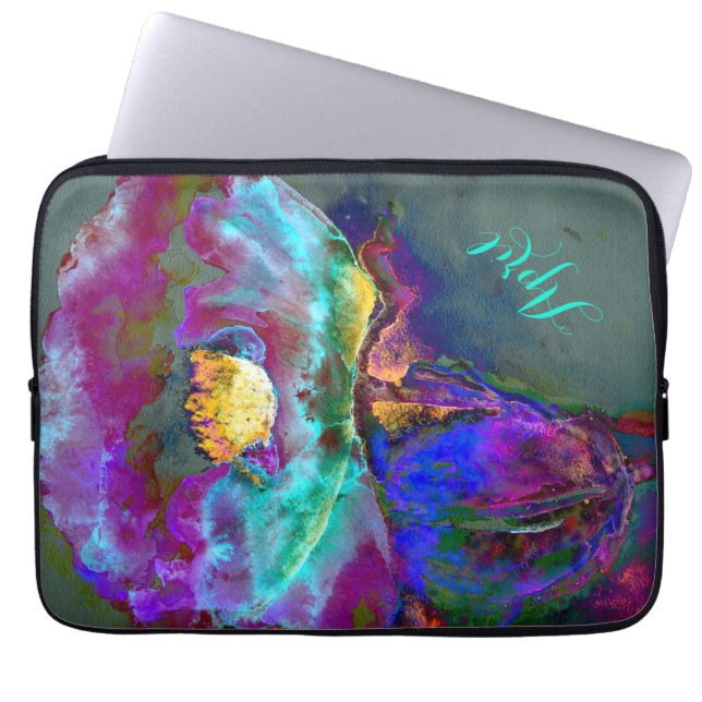 Romantische lila aquamarine Blume Laptopschutzhülle (Vorderseite)