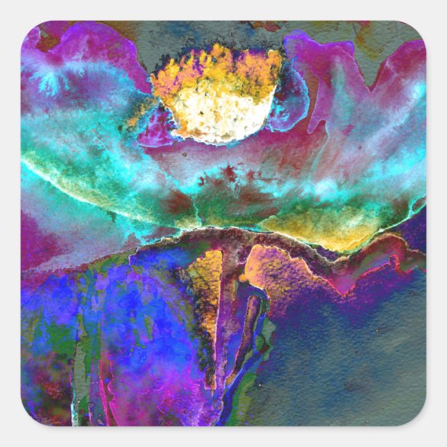 Romantische lila aquamarine Blume Quadratischer Aufkleber (Vorderseite)