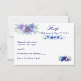 Romantische Lila Blaue Botanische Wasserfarbenhoch RSVP Karte