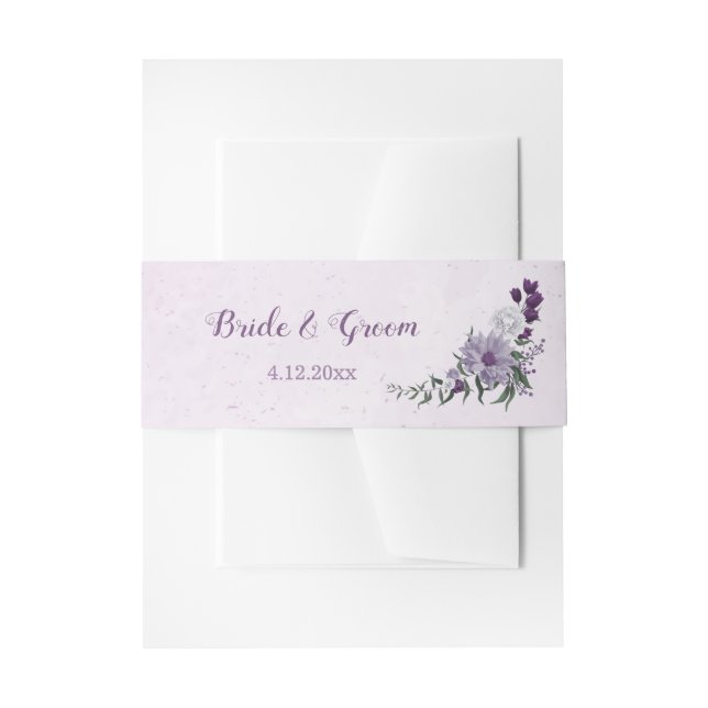 Romantische lila Blume Grüne Hochzeit Einladungsbanderole (Vorderseite Beispiel)