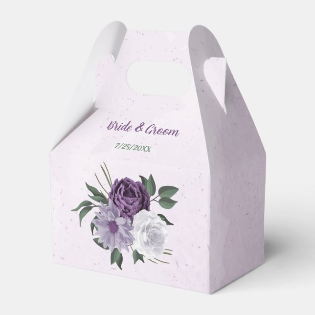 Romantische lila Blume Grüne Hochzeit Geschenkschachtel (Vorderseite)