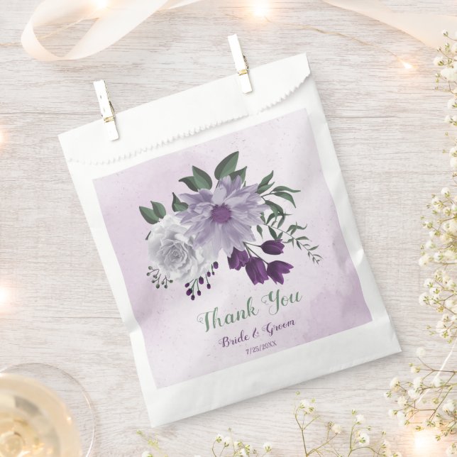 Romantische lila Blume Grüne Hochzeit Geschenktütchen (Ausgeschnitten)