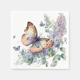 Romantische lila Blume und Schmetterling Serviette