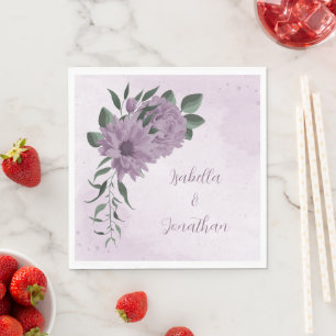 romantische lila Blumen botanisch Serviette