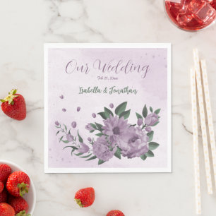 romantische lila Blumen botanisch Serviette