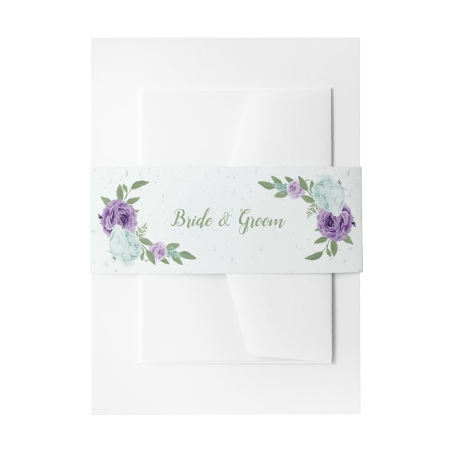 romantische lila Blumen Grüne Hochzeit Einladungsbanderole (Vorderseite Beispiel)