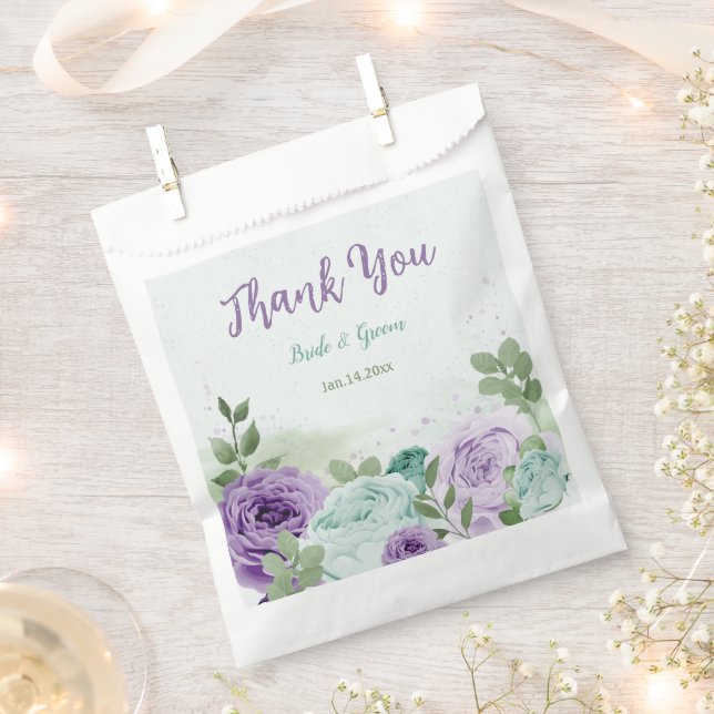 romantische lila Blumen Grüne Hochzeit Geschenktütchen (Ausgeschnitten)