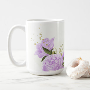 romantische lila Blumen Grüne Hochzeit Kaffeetasse