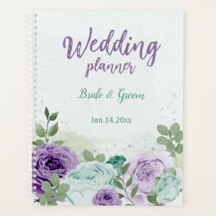 romantische lila Blumen Grüne Hochzeit Planer