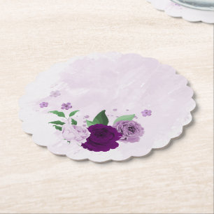 Romantische lila Blumen Grüne Hochzeit Untersetzer