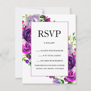 Romantische Lila Blumenhochzeit RSVP Karte