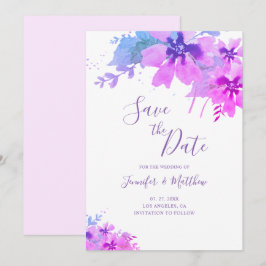 Romantische Lila Blumenhochzeit Sichern Sie die Da Save The Date