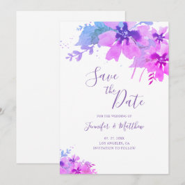 Romantische Lila Blumenhochzeit Sichern Sie die Da Save The Date