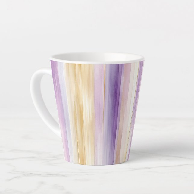 Romantische Lila Creme Iris Streifen Brautparty Milchtasse (Linke Ecke)