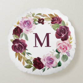 Romantische Lila Fall-Blumenzeremonie Rundes Kissen