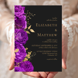 Romantische Lila Goldblume-Hochzeit Einladung