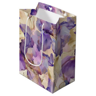 Romantische lila-goldene Iris-Blumenhochzeit Mittlere Geschenktüte