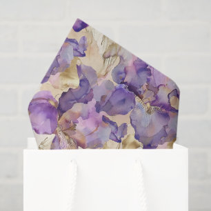 Romantische lila-goldene Iris-Blumenhochzeit Seidenpapier