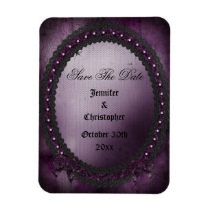 Romantische Lila Gotik Save the Date Hochzeit Magnet