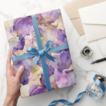 Romantische Lila Hochzeit der Iris Geschenkpapier<br><div class="desc">Romantisches Lila Gold-Iris-Brautparty zum Hochzeitstag</div>