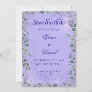 Romantische Lila Landschaft Save the Date Hochzeit