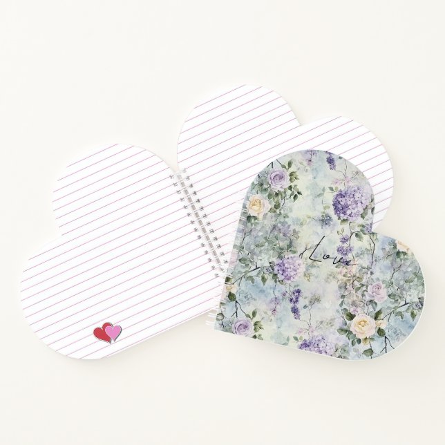 Romantische Lila Lavendel Cream Floral Notizbuch (Innenseite)