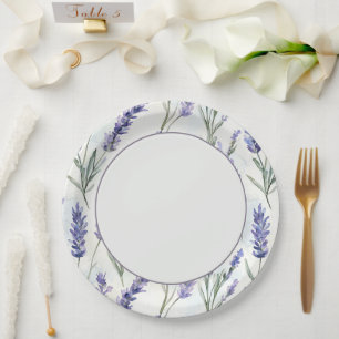 Romantische lila Lavendelblumen Brautparty Pappteller