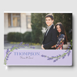 Romantische Lila Levander-Foto Hochzeit Gästebuch