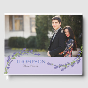 Romantische Lila Levander-Foto Hochzeit Gästebuch