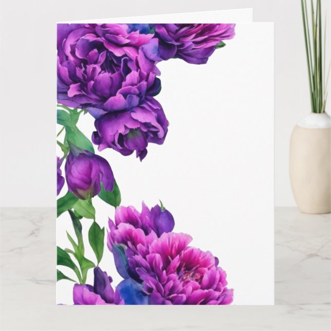 Romantische lila magenta rosa Aquarellbäume Karte (Vorderseite)