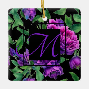 Romantische lila magenta rosa Aquarellbäume Keramikornament